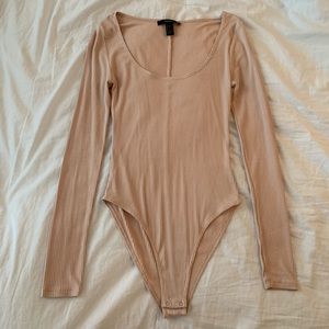 forever 21 tan ribbed bodysuit